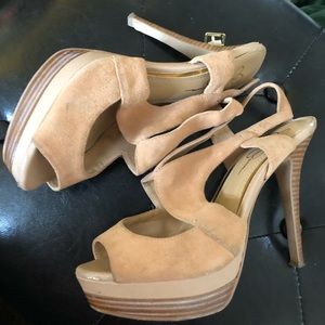 Worn once suede straps pumps